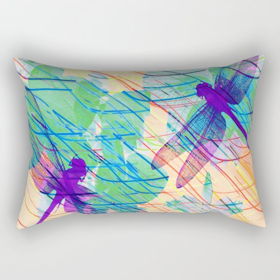 Colorful Dragonflies Rectangular Pillow
