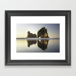 Golden Hour Seascapes; Wharariki Beach, New Zealand Framed Art Print