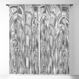 Kaleidoscopic Abstract In Black And White Sheer Curtain