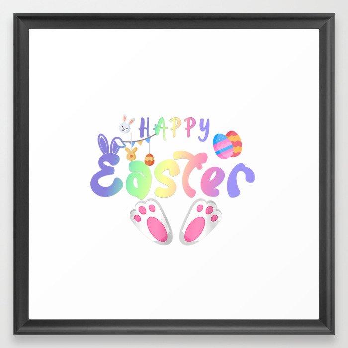 Happy Easter funny bunny Framed Art Print