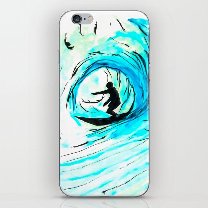 Solo - Surfing the big blue wave iPhone Skin