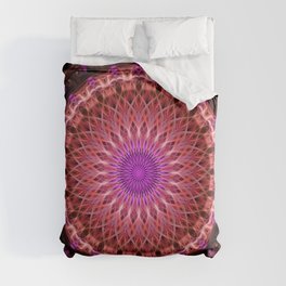Glowing pink and red mandala Duvet Cover