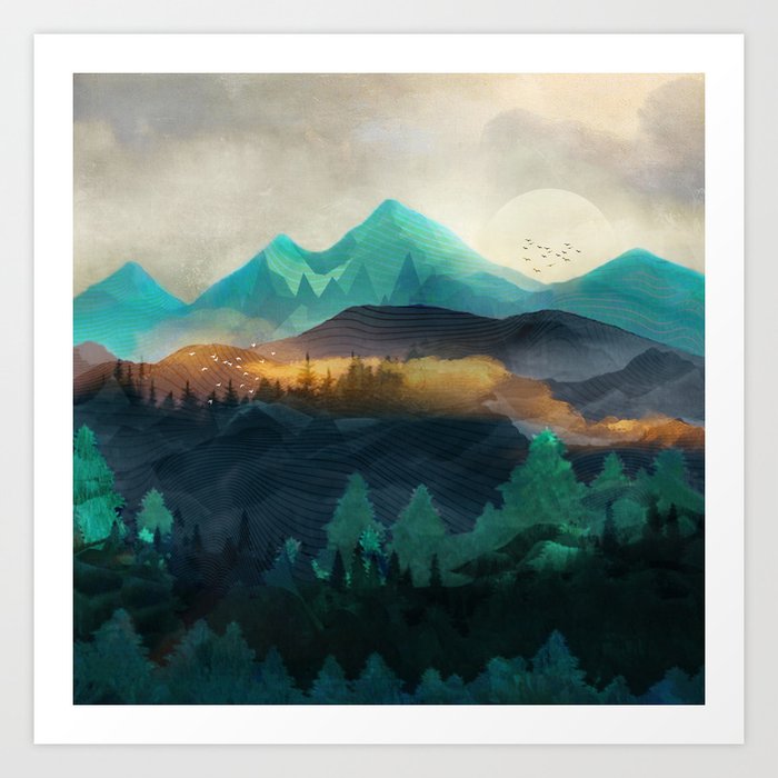 Green Wild Mountainside Art Print