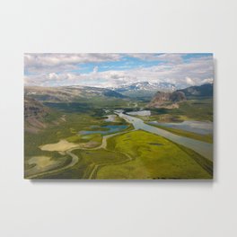 The view of Rapadalen valley from a helicopter, Swedish Lapland Metal Print | Scandinavia, Green, Gorgeousvalley, Aerial, Sweden, Swedishlapland, Rivers, Sareknationalpark, Europe, Aerialphotography 