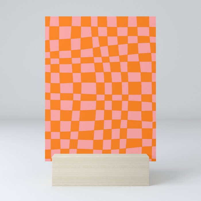 pink&orange checkered pattern Mini Art Print