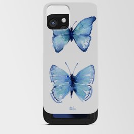 Two Blue Butterflies Watercolor iPhone Card Case