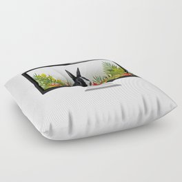Computer - black & white Bunny Leaves Heliconia Flowers Floor Pillow