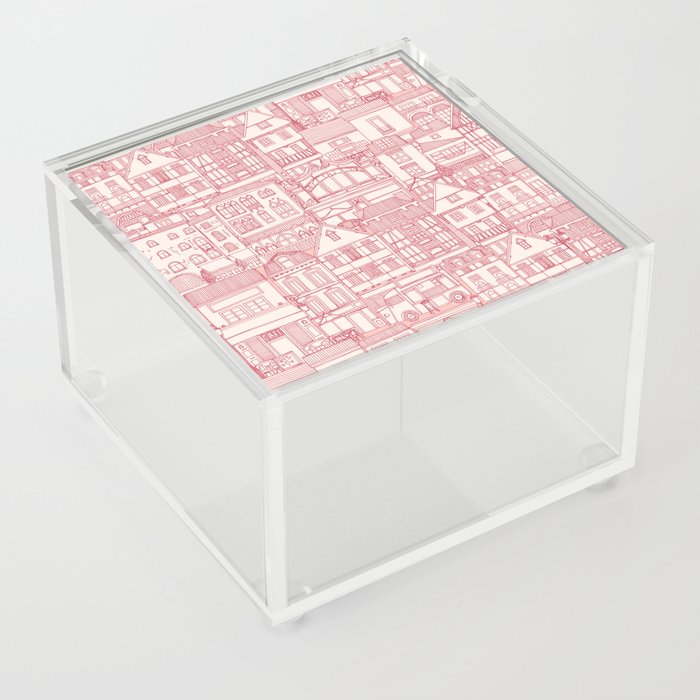 cafe buildings pink Acrylic Box