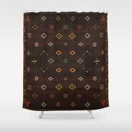 Oriental Brown Traditional Bohemian Moroccan Fabric Style Shower Curtain
