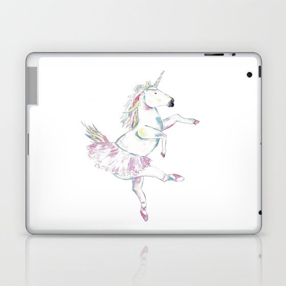 Unicorn ballerina painting watercolour  Laptop & iPad Skin