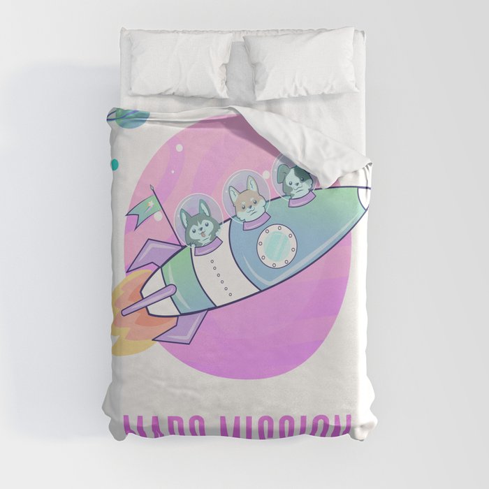 Dogs In Space On Mars Mission Duvet Cover