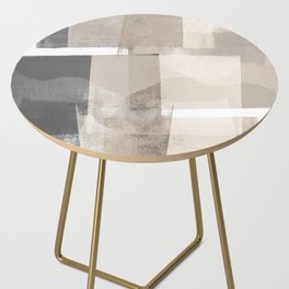 Grey and Beige Minimalist Geometric Abstract “Building Blocks” Side Table