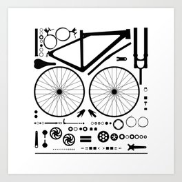 Bike Parts Exploded Art Print