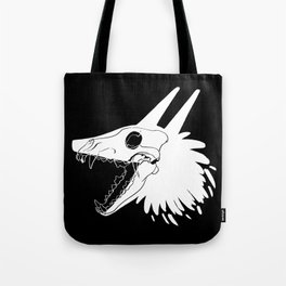 Wolf Skull on Black Tote Bag