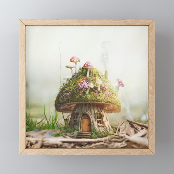 Mushroom House Framed Mini Art Print