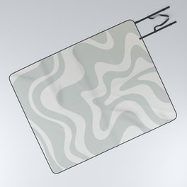 Liquid Swirl Modern Abstract Pattern in Pale Stone and Light Silver Sage Gray Picnic Blanket