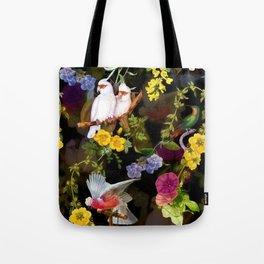 Vintage & Shabby Chic - Tropical Night Bird Flower Garden Tote Bag