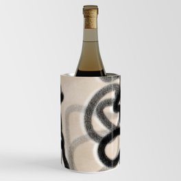 Wiggle Waggle - Minimalist Abstract Charcoal Line Drawing Neutral B&W Wine Chiller