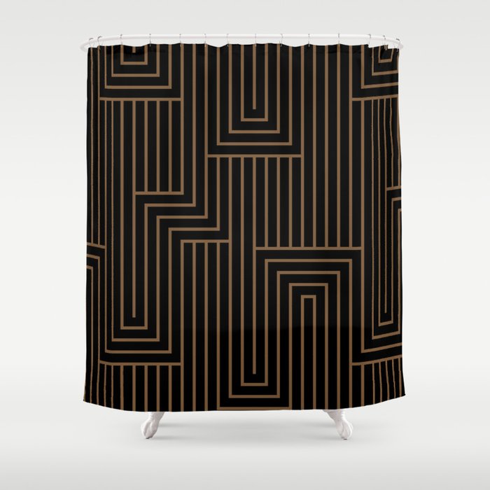 Brown and Black Art Deco Pattern 2 - Sherwin Williams 2022 Color Uber Umber SW 9107 Shower Curtain