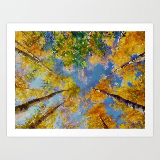 Fall trees in the sky Art Print