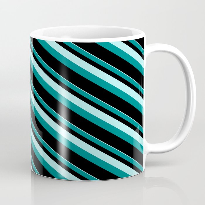 Turquoise, Teal & Black Colored Pattern of Stripes Coffee Mug