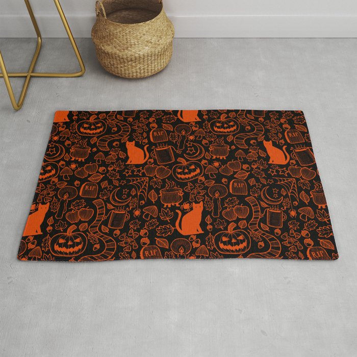 October Pattern- Orange & Black Rug