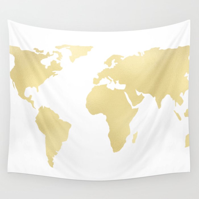 Gold Rush Map of the World Wall Tapestry