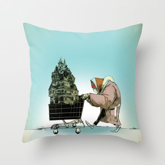 Glue Network Print Series "Homelessness" Throw Pillow
