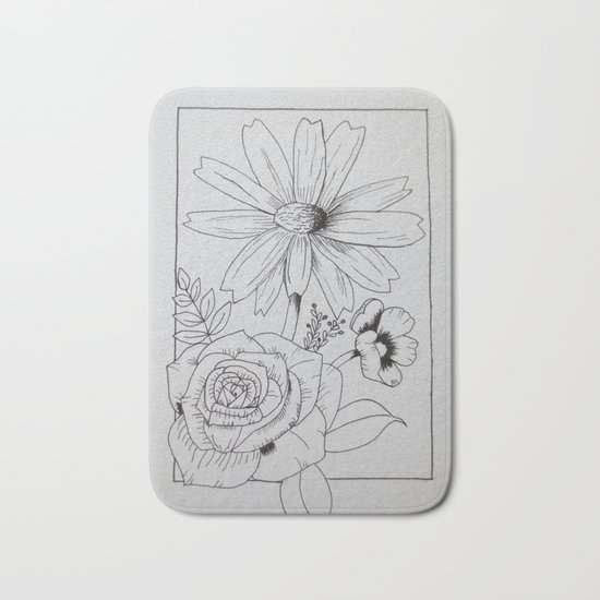 Floral Sketch Bath Mat