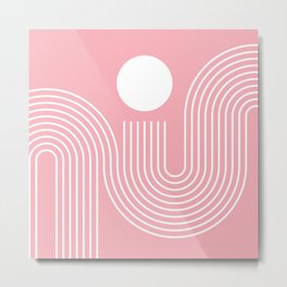 Geometric Lines in Sun Rainbow 5 (Blush Rose) Metal Print