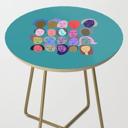 Faces in teal Side Table