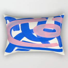 Tribal Pink Blue Fun Colorful Mid Century Modern Abstract Painting Shapes Pattern Rectangular Pillow | Ink, Tribalpinkblue, Pattern, Midcentury, Shapes, Painting, Fun, Modern, Abstract, Colorful 