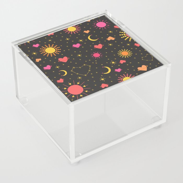 You Are My Sun, My Moon, and All of My Stars Pattern Dark Acrylic Box