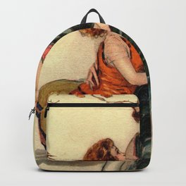 Art deco mother and child Backpack