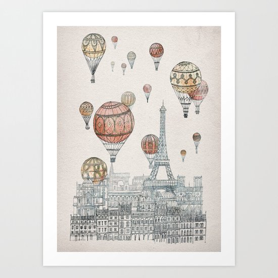 Voyages Over Paris Art Print