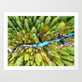 A glacial turquoise river from above Art Print