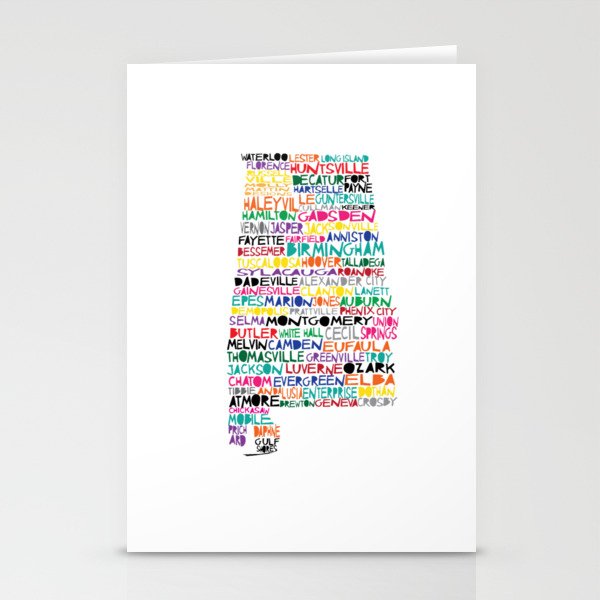 Alabama colorful typography state Stationery Cards