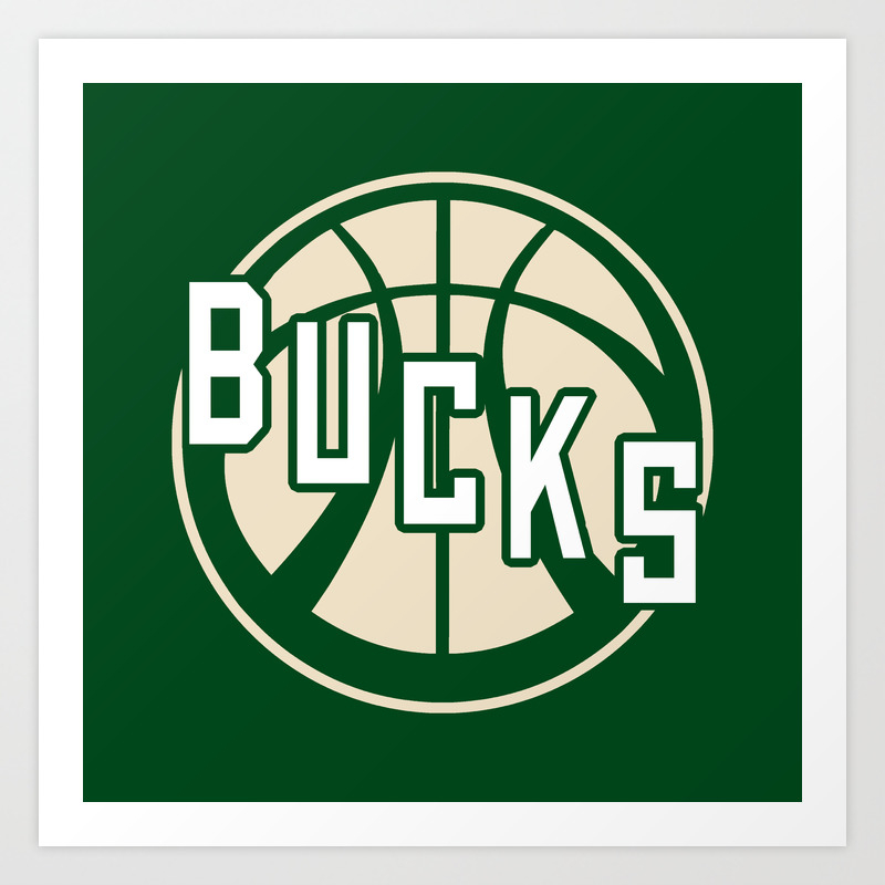 Bucks Basketball Vintage Green Logo Art Print By Jimmyilfenomeno