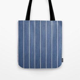Denim Blue with White Pinstripes Tote Bag