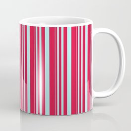 [ Thumbnail: Turquoise & Crimson Colored Stripes/Lines Pattern Coffee Mug ]