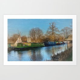 Canal Boats And A Teepee Art Print