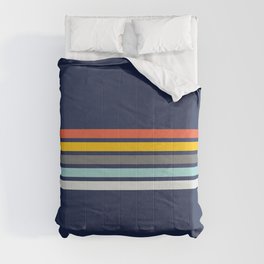 Multicolored Retro Stripes on blue Comforter