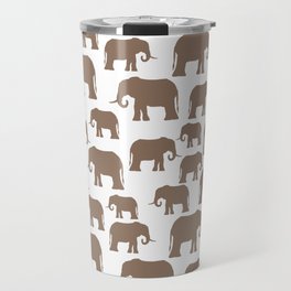 Coca Mocha Brown Elephant Silhouette Pattern on White Travel Mug