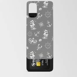 Grey And White Silhouettes Of Vintage Nautical Pattern Android Card Case