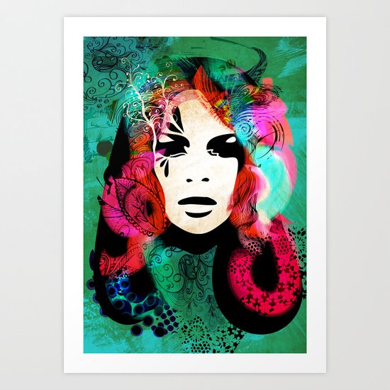 colorful hair Art Print
