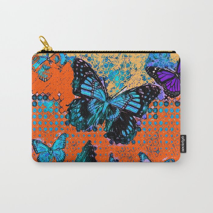 Artistic Orange-Blue Monarch Butterflies Design Pattern Carry-All Pouch