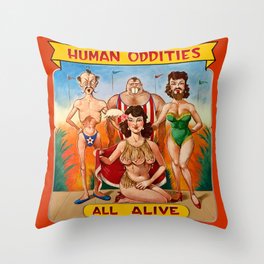 Sideshow Banner, Human Oddities Throw Pillow