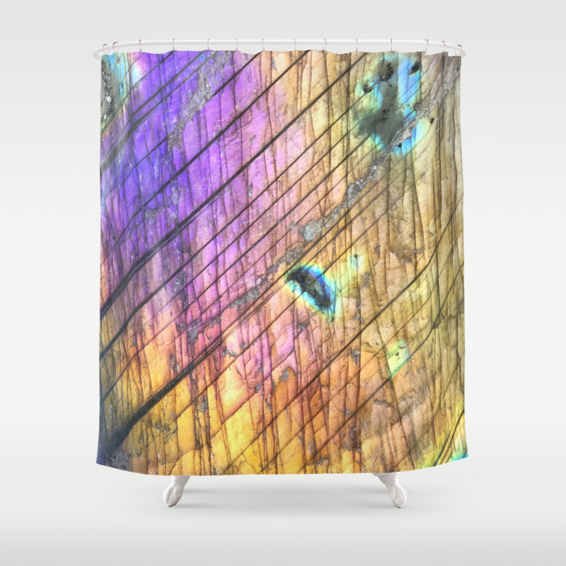 Golden Labradorite Agate Gemstone Shower Curtain By Kellymcv
