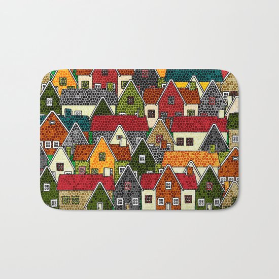Small Mosaic Village Bath Mat