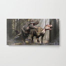Tyrannosaurus hunting edmontosaurus Metal Print | Other, Concept, Vitaminimagination, Dinosaur, Tyrannosaurus, Modeling, Digital, Dinosaurs, Edmontosaurus, 3Dart 